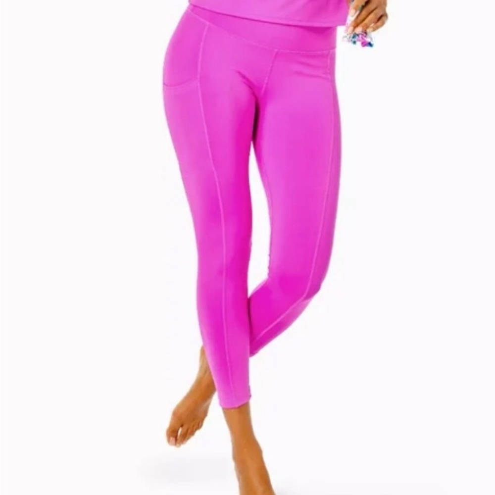 Lilly Pulitzer Weekender High Rise Midi Legging Wild Fuchsia Sz XL UPF Luxletic